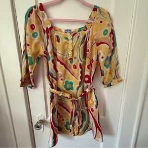 Vintage TRAMP 100% Cotton Psychedelic Tunic Mini Dress Size S